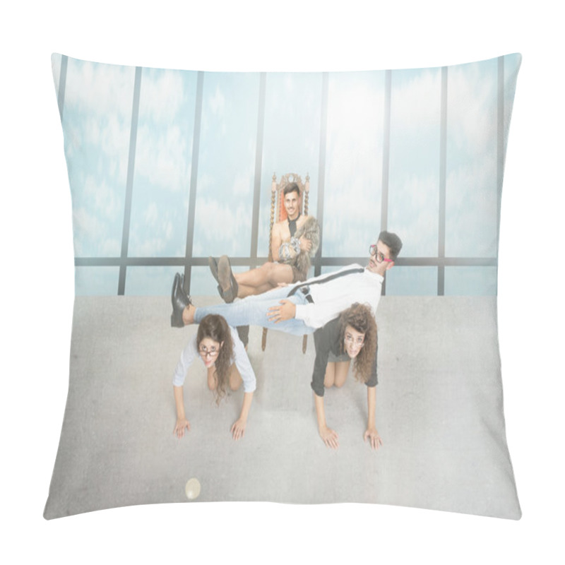 Personality  Business Team With Rude Prehistoric Boss Pillow Covers