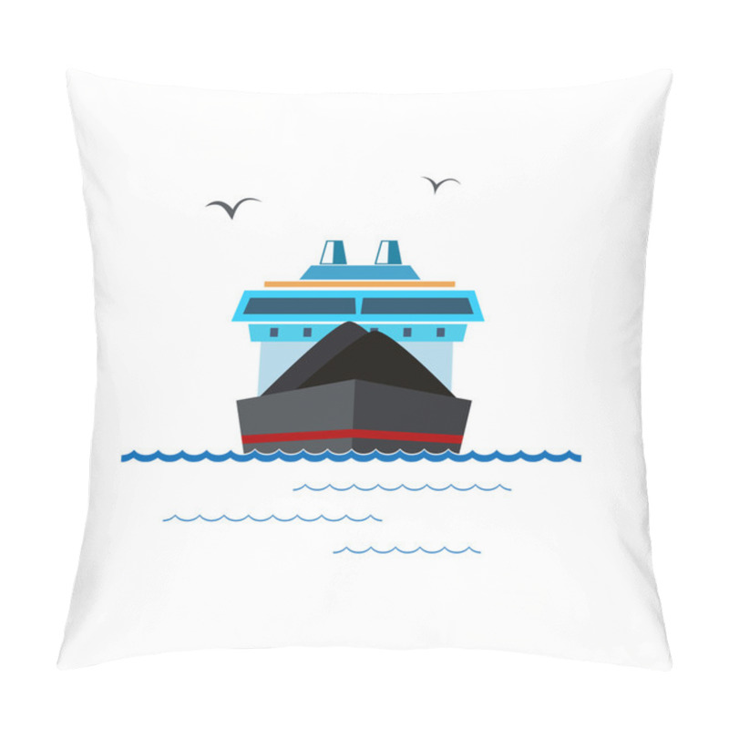 Personality  Dry Cargo Ship Isolated On White Pillow Covers