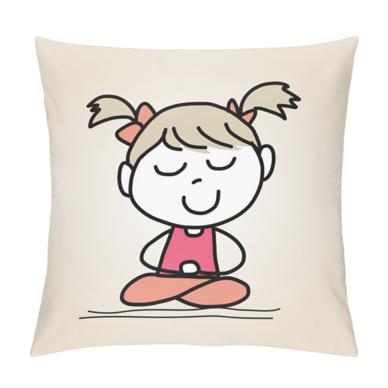 Personality  Hand Drawing Cartoon Of Happy Meditation Kid Pillow Covers