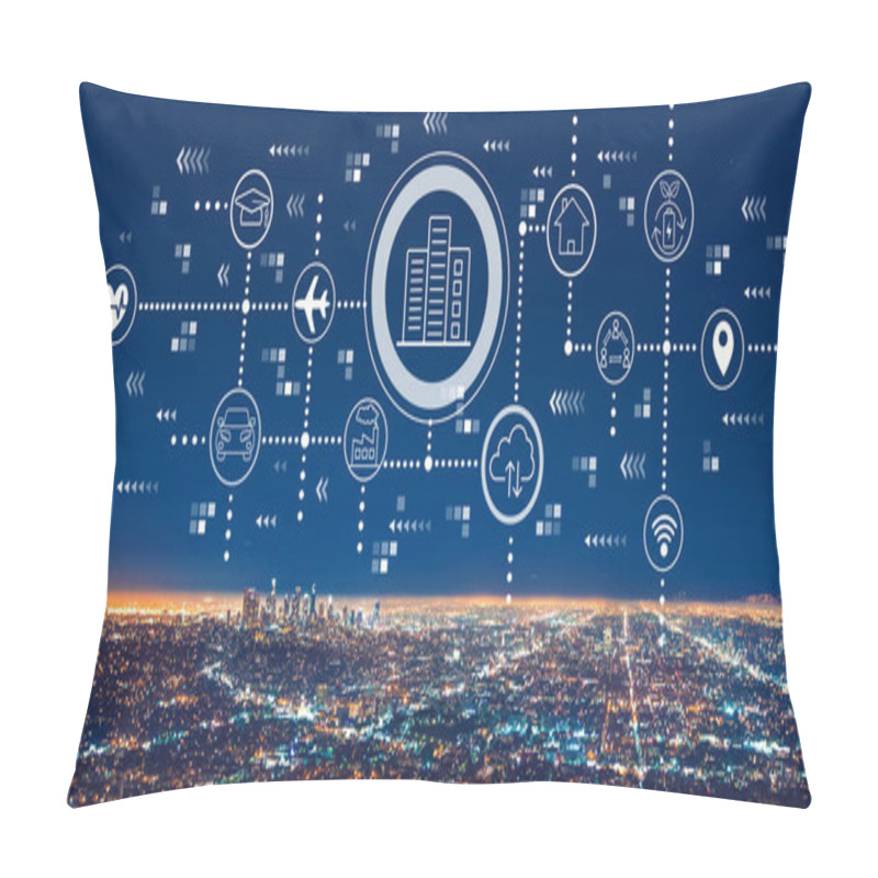 Personality  Smart City Concept With Downtown Los Angeles Pillow Covers