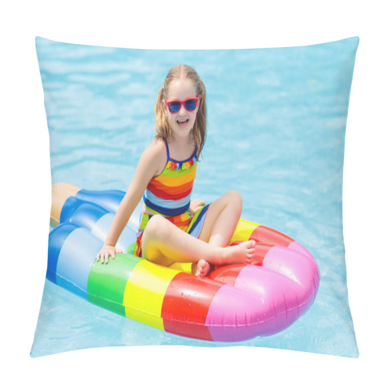 Personality  Child On Inflatable Float In Swimming Pool.  Pillow Covers