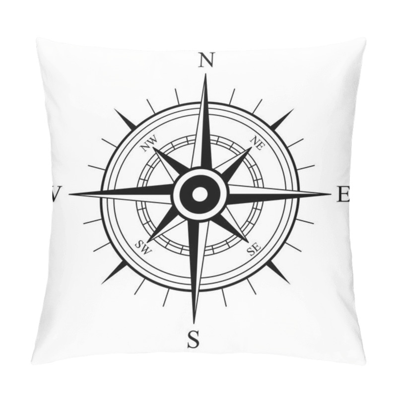 Personality  Wind Rose. Vector Compass On An Isolated Background. Direction North, West, South, East. Vector Symbol. Pillow Covers