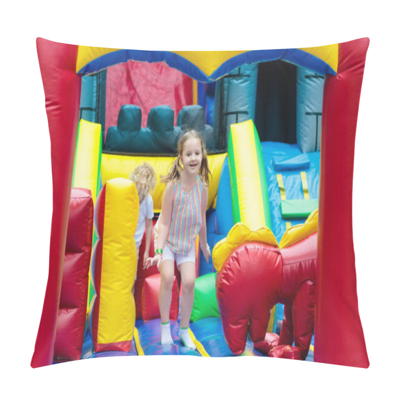 Personality  Child Jumping On Playground Trampoline. Kids Jump. Pillow Covers