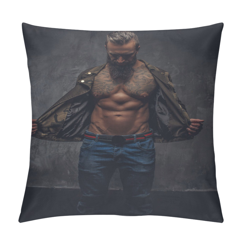 Personality  Modern Bearded Male In Casual Jacket Pillow Covers