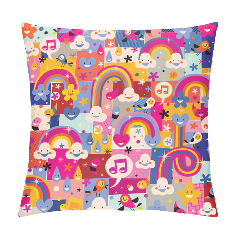 Personality  Clouds, Birds, Rainbows And Hearts Pattern Pillow Covers