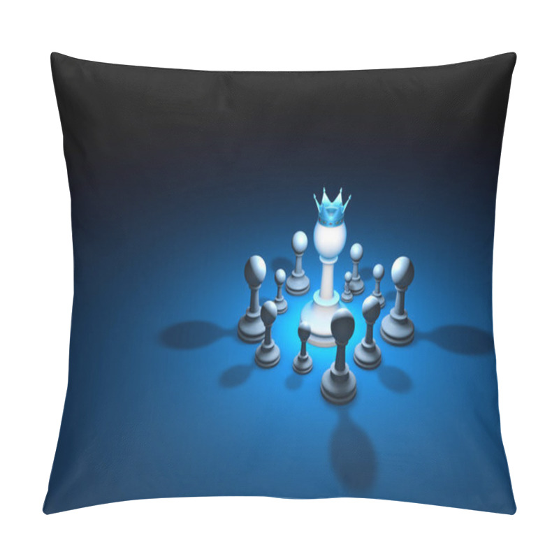 Personality  Strong Team. Leader (chess Metaphor). 3D Render Illustration. Fr Pillow Covers