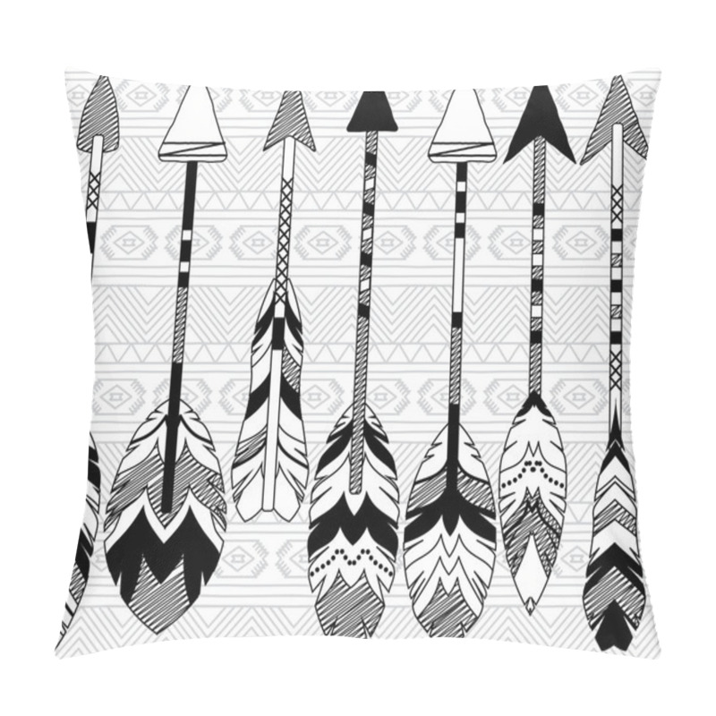 Personality  Vector Collection Of Stylized Tribal Feather Arrows Pillow Covers