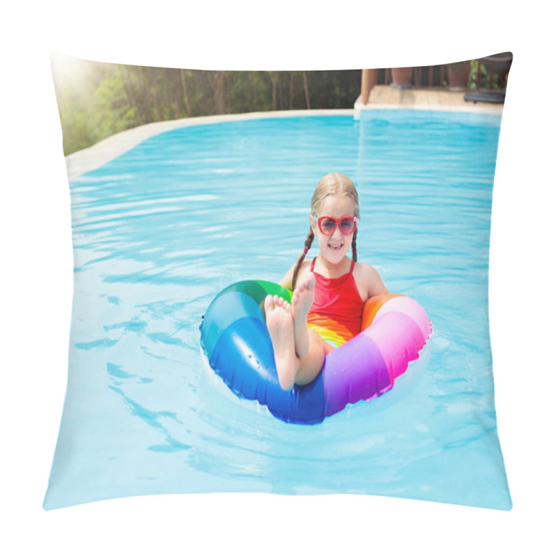 Personality  Child In Swimming Pool. Kids Swim. Water Play. Pillow Covers