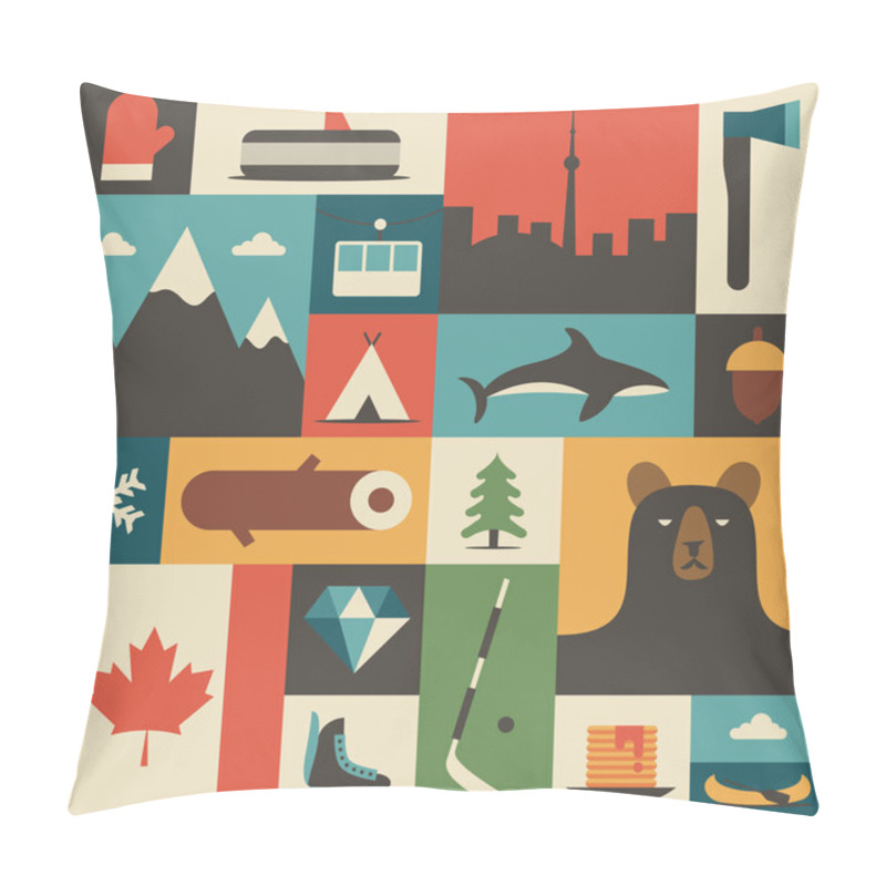 Personality  Canada Travel Icons Set Pillow Covers