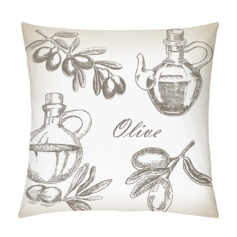 Personality  Hand Drawn Olive. Vector Illustration. Pillow Covers