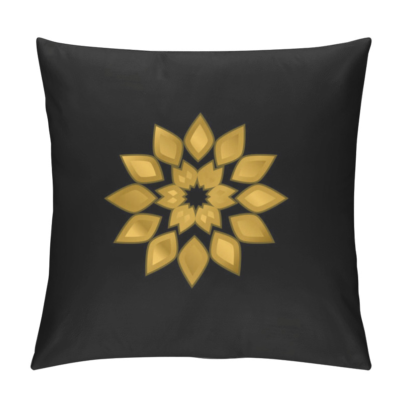 Personality  Big Flower Gold Plated Metalic Icon Or Logo Vector Pillow Covers