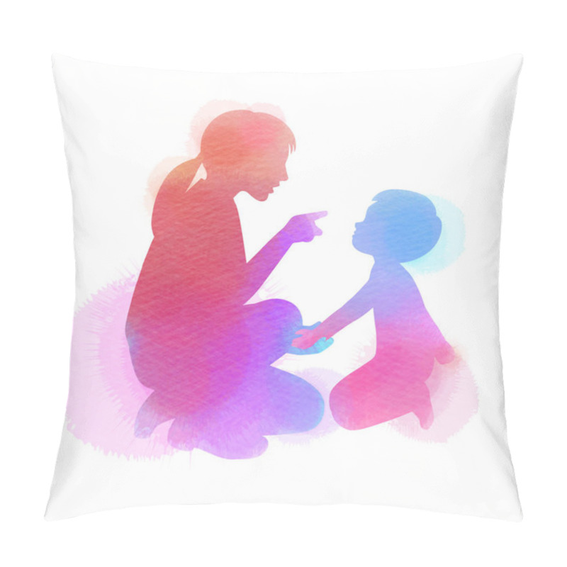 Personality  Happy Mother's Day. Side View Of Beautiful Woman Is Scolding Her Pillow Covers