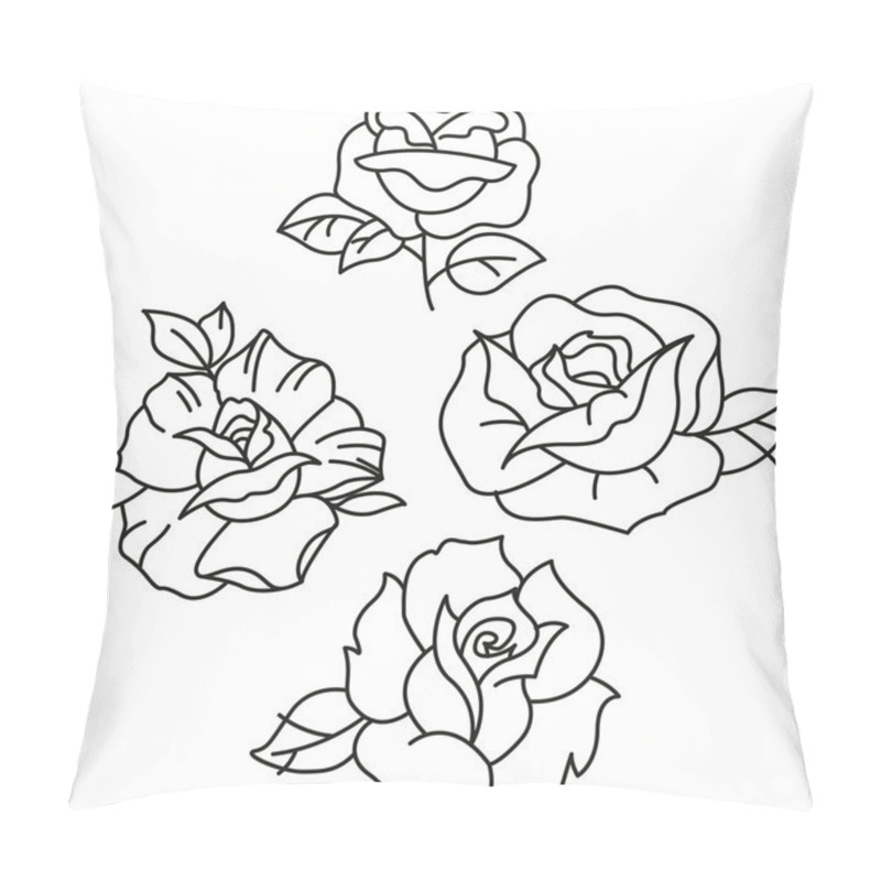 Personality  Traditional Tattoo Roses Pillow Covers