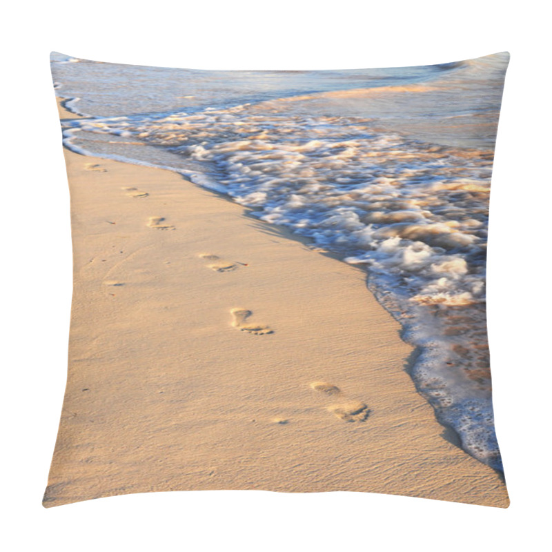 Personality  Footprints On Sandy Beach Pillow Covers