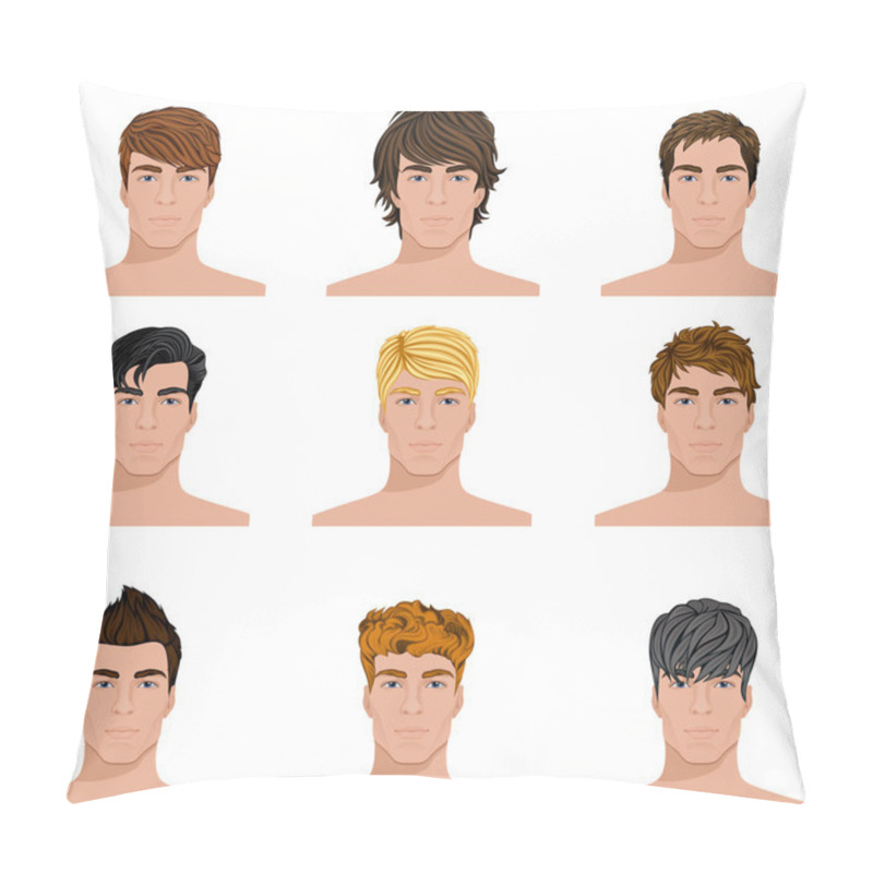 Personality  Different Hairstyle Men Faces Icons Set Pillow Covers