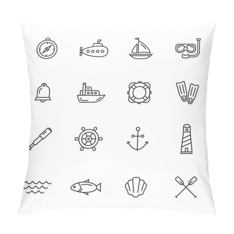 Personality  Nautical Line Icons Pillow Covers