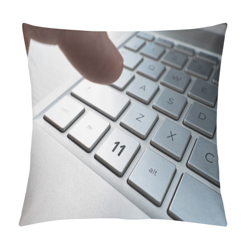 Personality  Close Up Of Finger On Keyboard Button With Number 11 Logo Pillow Covers