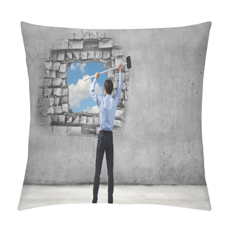 Personality  Businessman With Hammer In Hands Pillow Covers