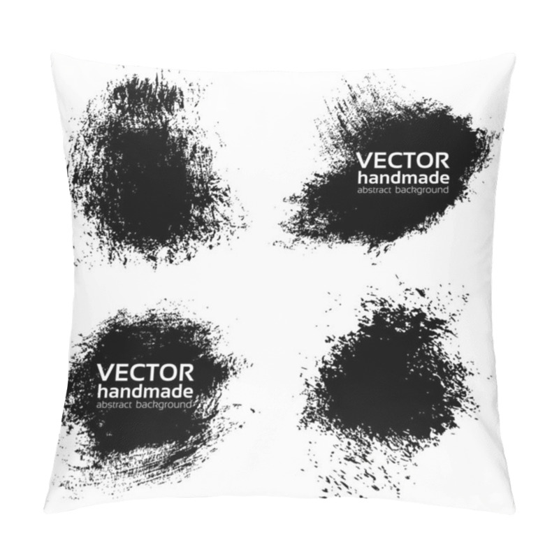 Personality  Vector Abstract  Textured Handmade Black Strokes - Backgrounds Painted By Dry Brush Isolated On A White Background Pillow Covers