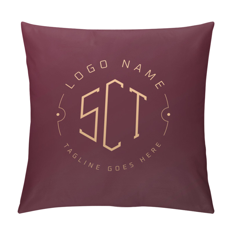 Personality  Luxury SCT Logo Design, Elegant Letter SCT Monogram Logo. Minimalist Polygon SCT Logo Design Template Pillow Covers