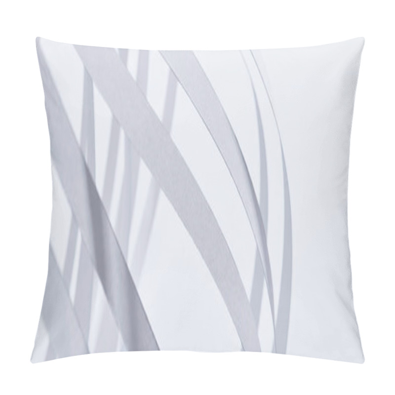 Personality  Close Up View Of Paper Stripes Isolated On White, Panoramic Shot Pillow Covers