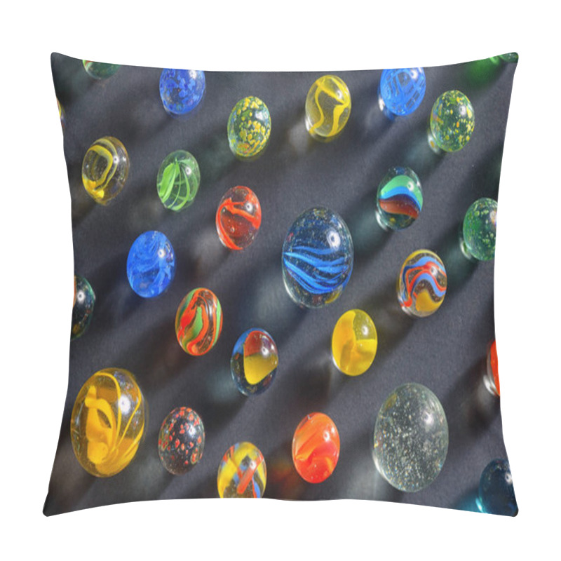 Personality  Different Glass Balls On Black Background Pillow Covers