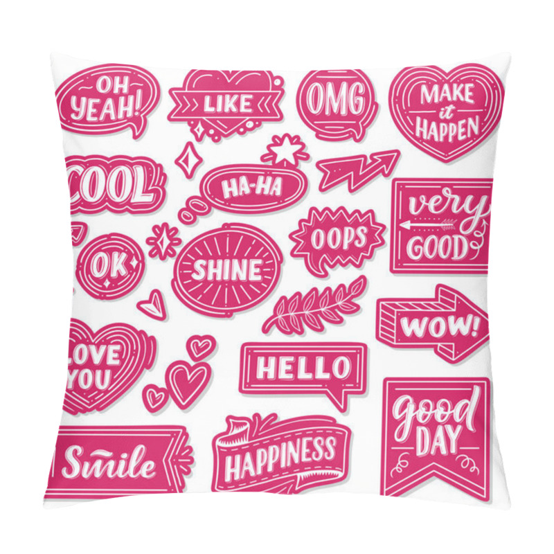 Personality  Paper Icon And Signs Words And Exclamations Vector Pillow Covers