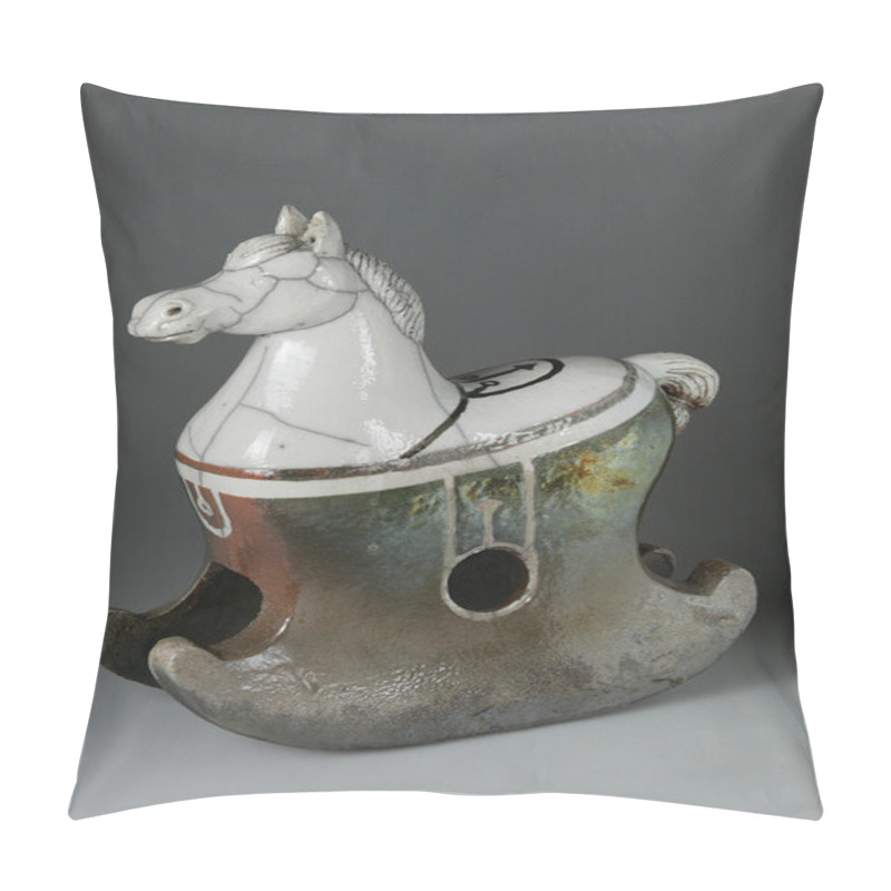 Personality  Horse Sculpture In Japanese Raku Technique Pillow Covers