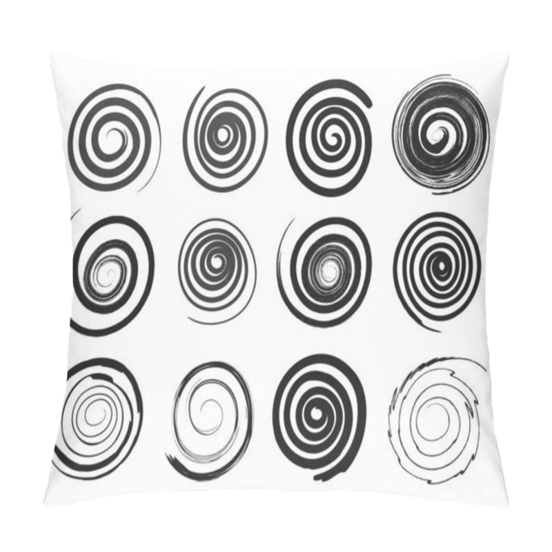 Personality  Grunge Spiral Sign Vector Set. Swirl Elements Set. Wave, Psychedelic Sign. Hypnotic Spirals. Pillow Covers