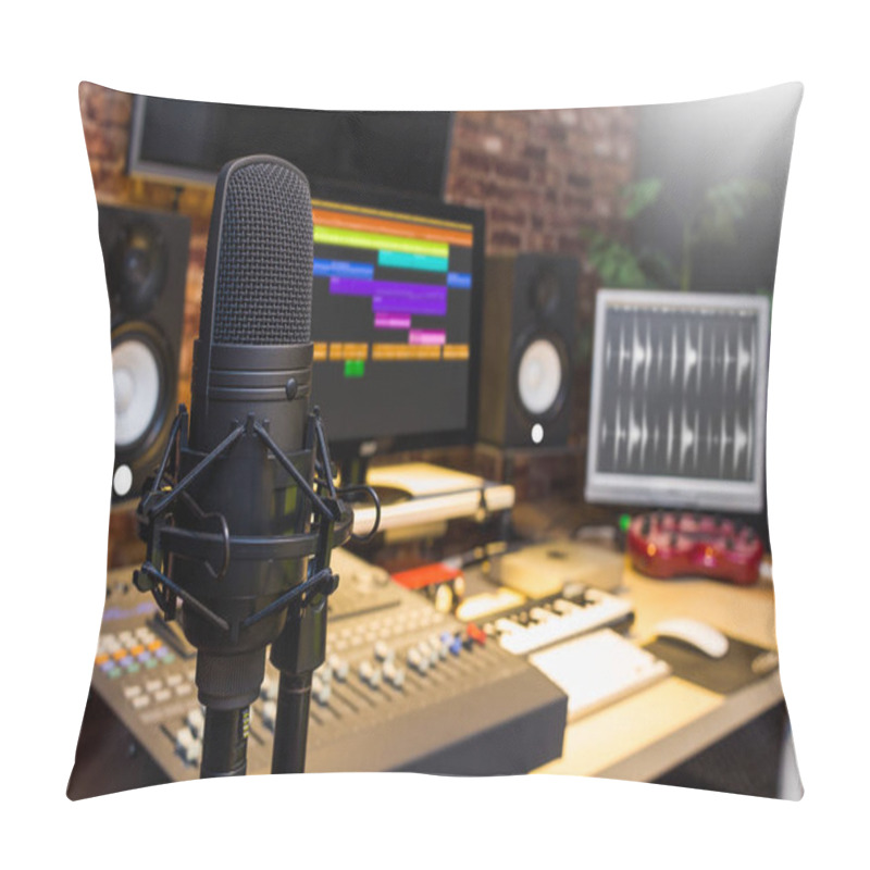 Personality  Condenser Microphone In Digital Sound Editing & Recording Studio Pillow Covers