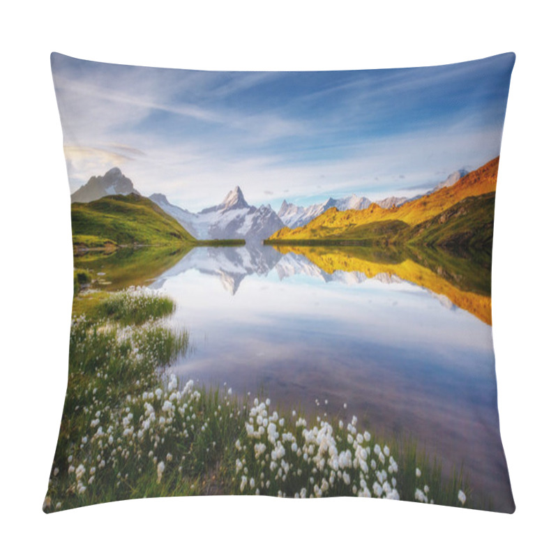 Personality  Great View Of Mt. Schreckhorn And Wetterhorn Above Bachalpsee Lake. Dramatic And Picturesque Scene. Popular Tourist Attraction. Location Place Swiss Alps, Grindelwald Valley, Europe. Beauty World. Pillow Covers