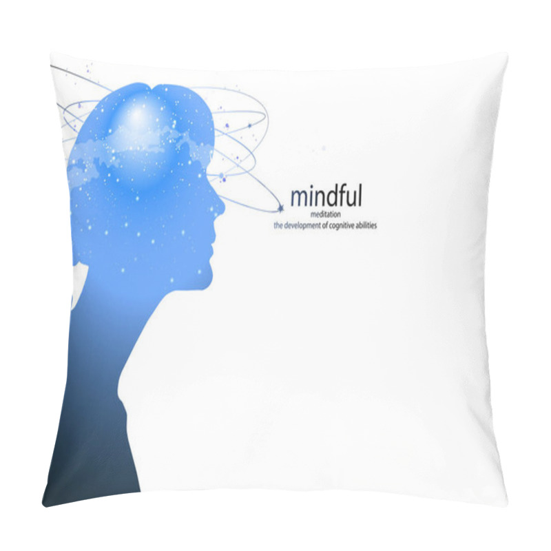 Personality  Profile Of A Young Woman With Mental Activity Brain And Consciousness, With The Cosmos As A Brain. Pillow Covers