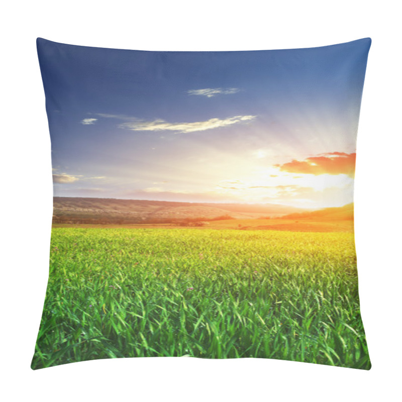 Personality  Sunrise In Grean Meadow Pillow Covers