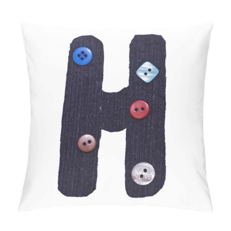 Personality  Letter H From Fabric And Button On The White Pillow Covers