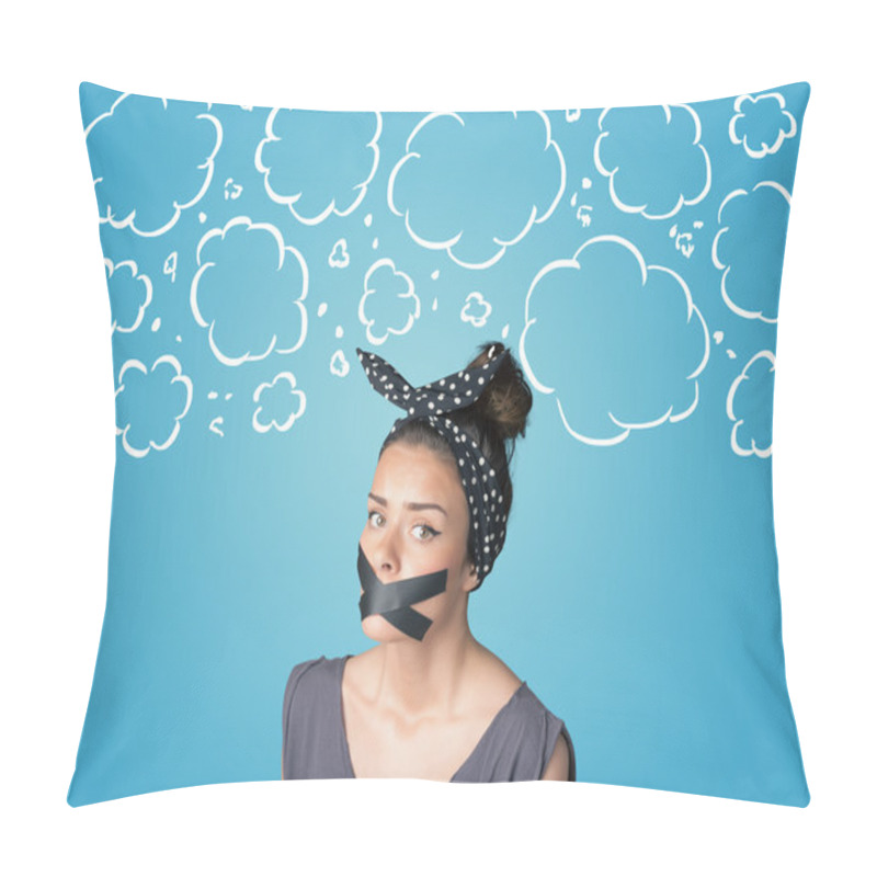 Personality  Funny Person With Taped Mouth  Pillow Covers