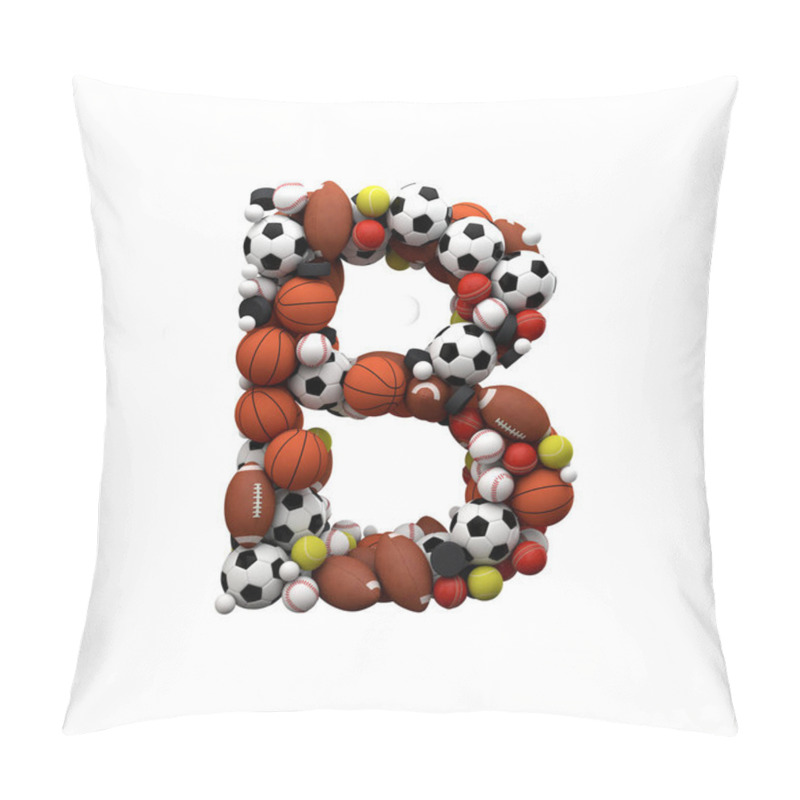 Personality  Letter B. Font Made From Sports Balls. 3D Rendering Pillow Covers