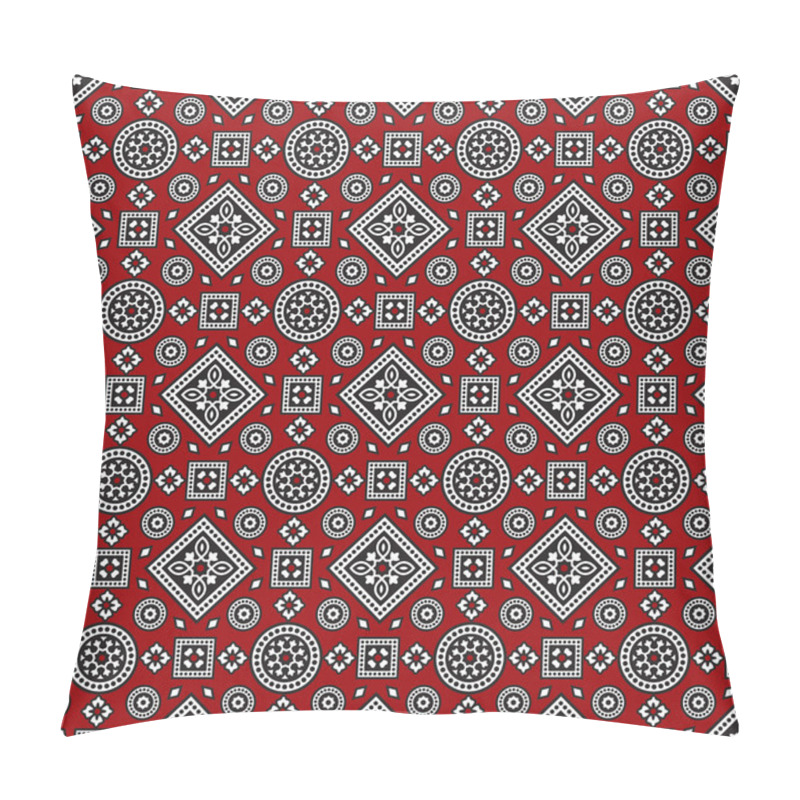 Personality  Red Sindhi Ajrak Pattern, Vector Illustration Pillow Covers