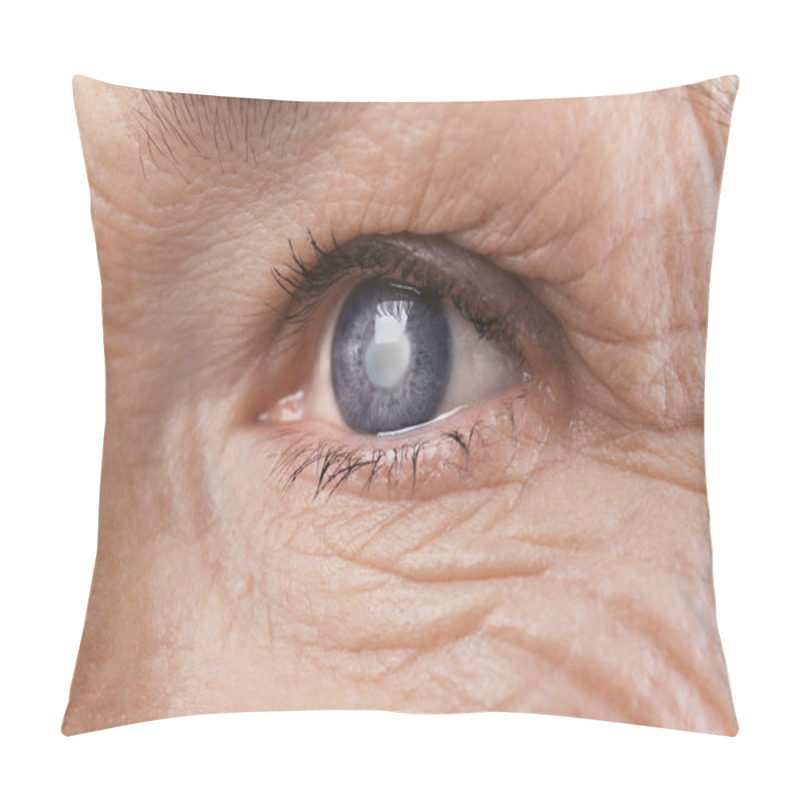 Personality  Cataract Concept. Senior Woman's Eye, Closeup Pillow Covers