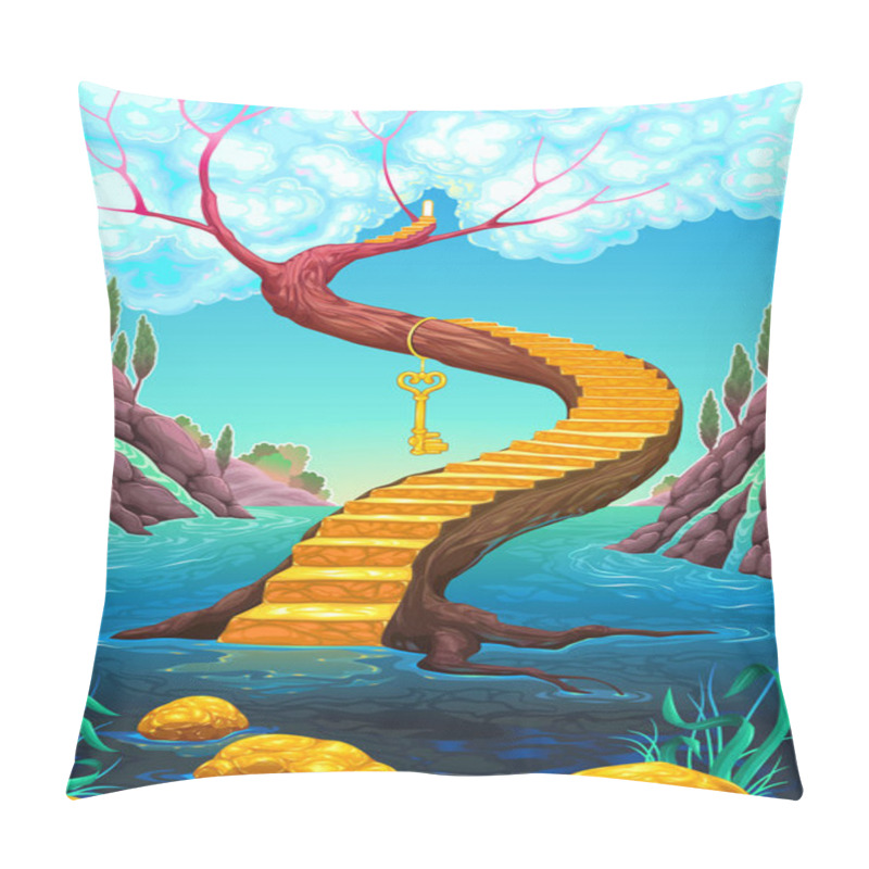 Personality  The Golden Stair With Key Pillow Covers