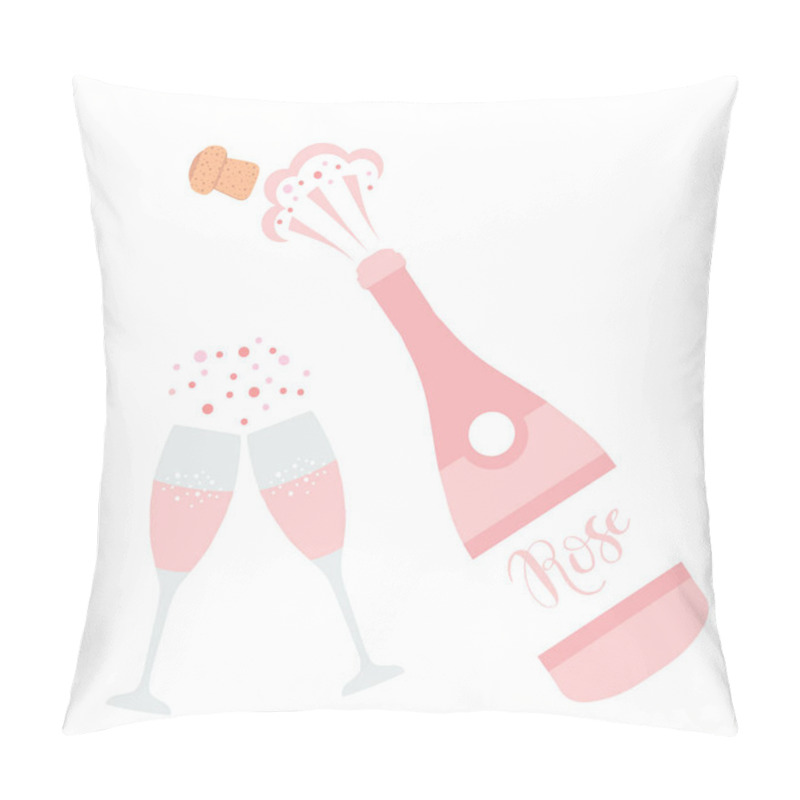 Personality  Champagne Bottle Explosion. Hand Drawn Vector Illustration Isolated On White. Pillow Covers