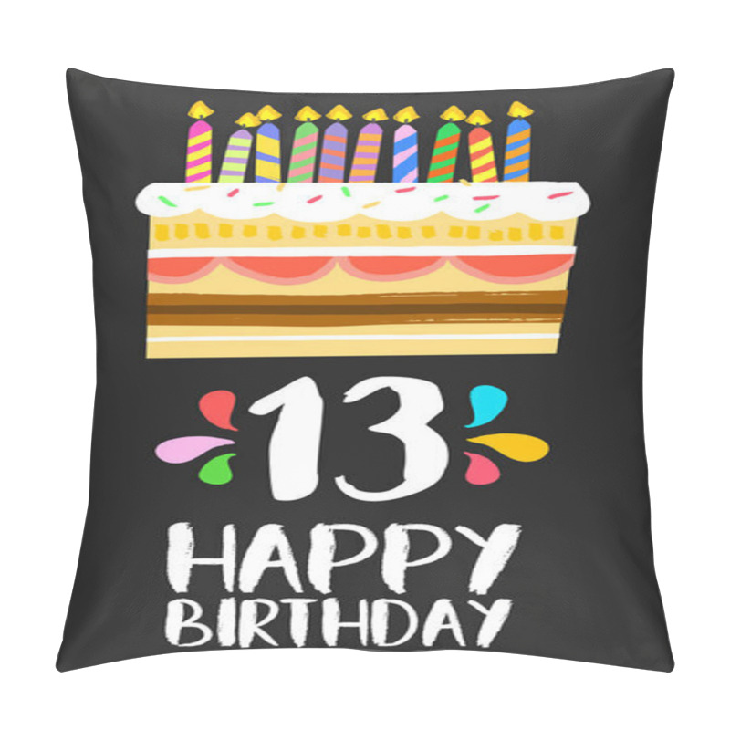 Personality  Happy Birthday Cake Card 13 Thirteen Year Party Pillow Covers