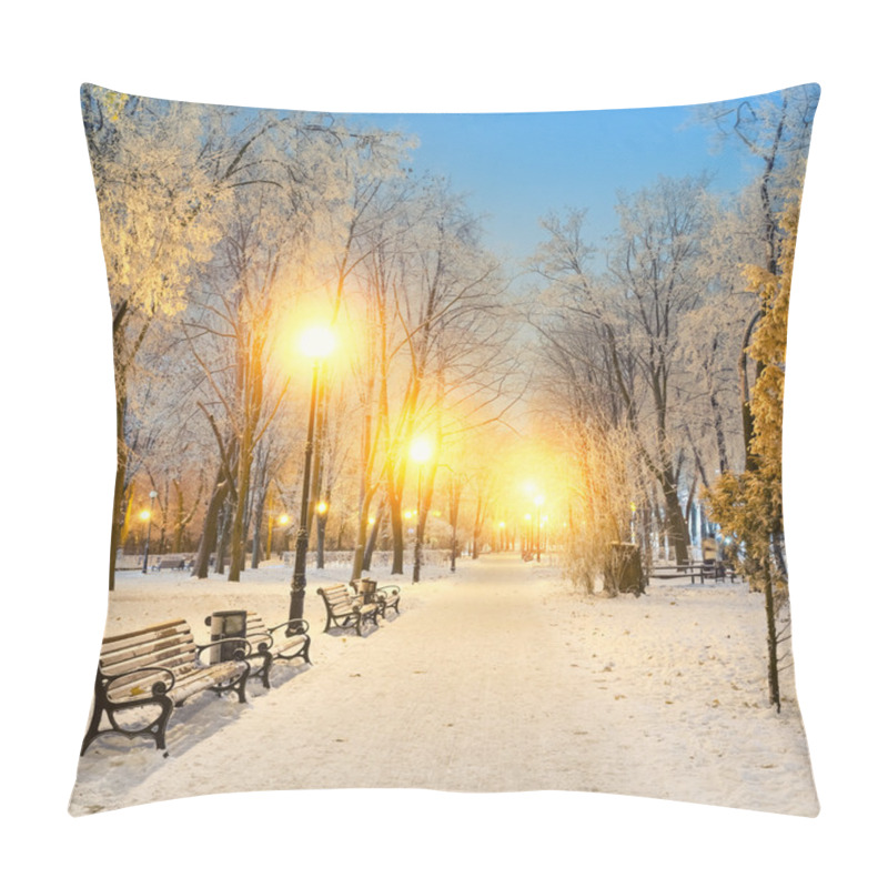 Personality  Footpath In A Fabulous Winter City Park Pillow Covers