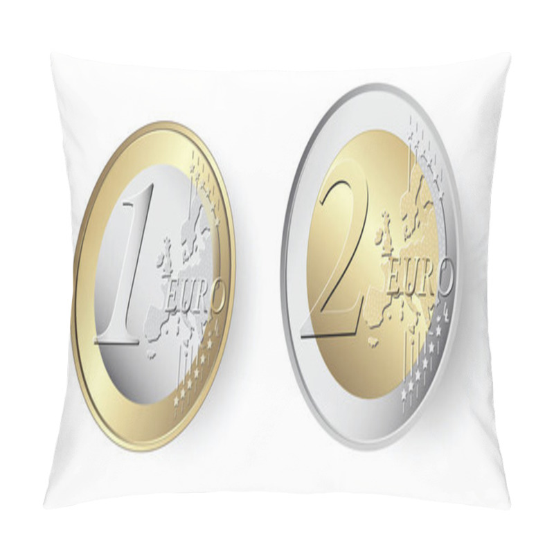 Personality  1 And 2 Euro Coin Pillow Covers