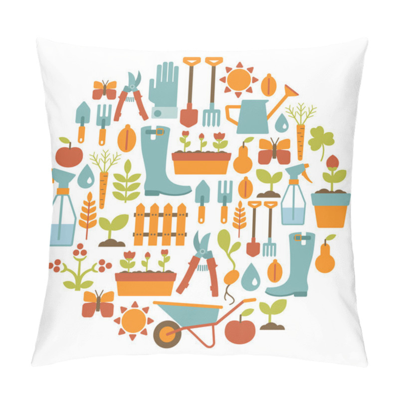 Personality  Round Card With Gardening Design Elements Pillow Covers