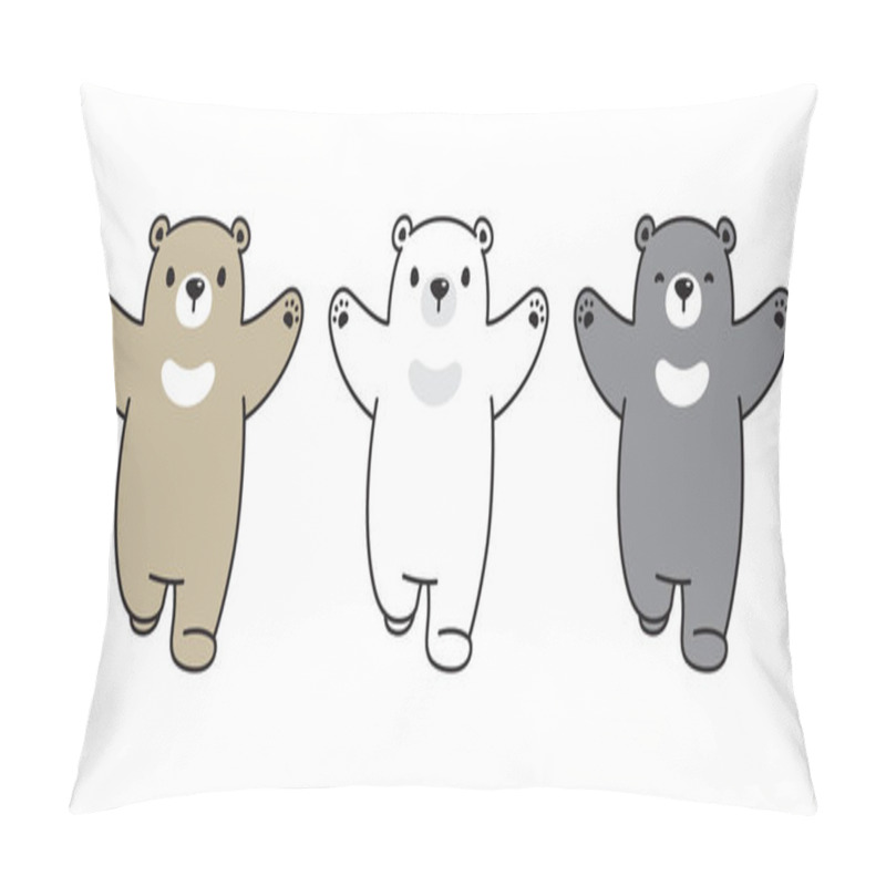 Personality  Bear Icon Vector Teddy Polar Bear Running Logo Teddy Cartoon Character Illustration Doodle Pillow Covers