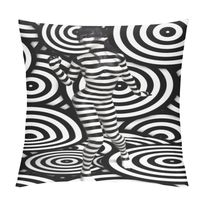 Personality  Digital 3D Illustration Of A Female In Black And White Pillow Covers