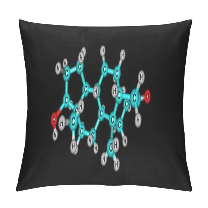 Personality  Dihydrotestosterone Molecular Structure Isolated On Black Pillow Covers