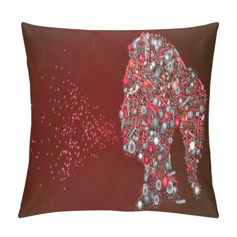 Personality  Transmission Of Pathogens By Droplet Infection Via Mouth And Nose - 3d Illustration Pillow Covers