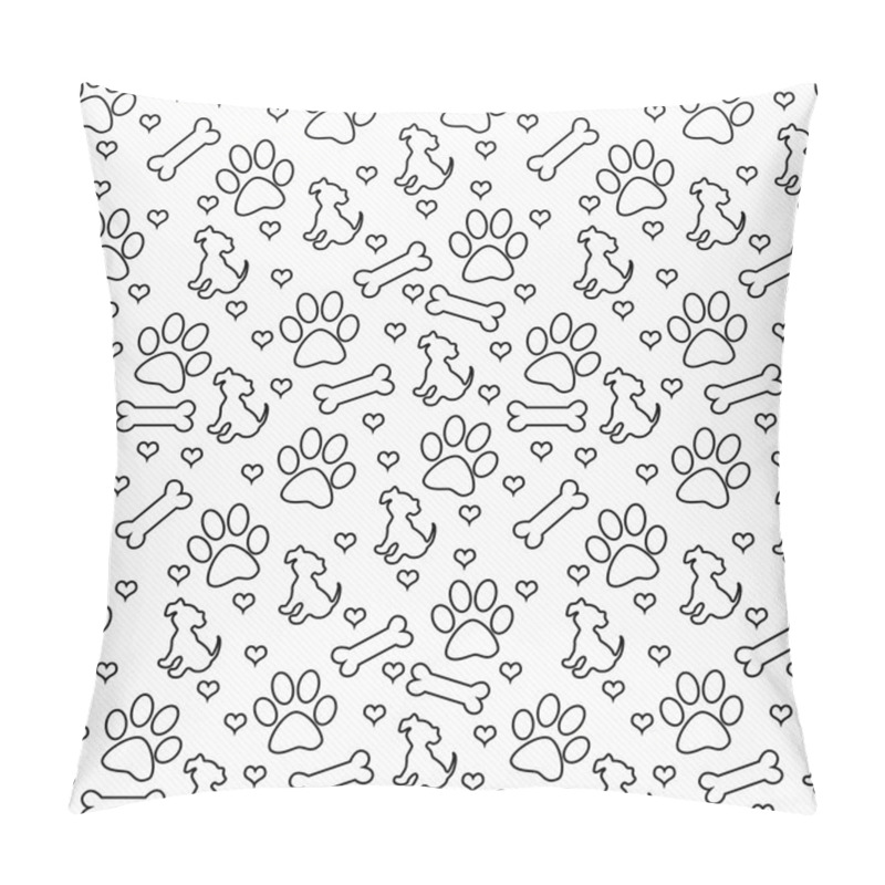 Personality  Black And White Doggy Tile Pattern Repeat Background Pillow Covers