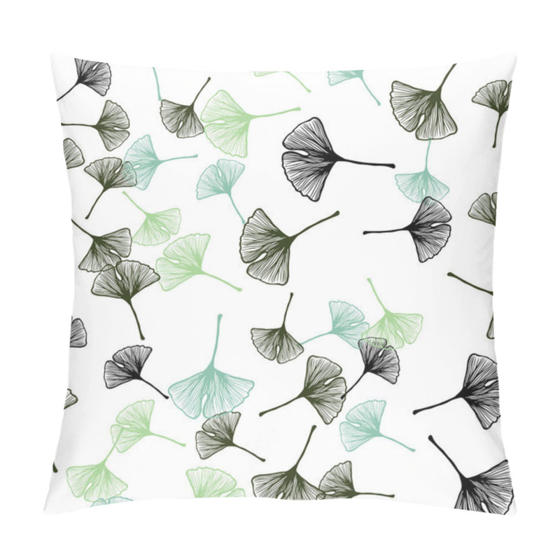 Personality  Light Green Vector Seamless Doodle Pattern With Leaves. Creative Illustration In Blurred Style With Leaves. Texture For Window Blinds, Curtains. Pillow Covers